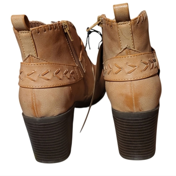 FRYE & CO Palma Camel Size 8 1/2 Wide Stacked Heel Cowboy Boots Booties New! - Picture 5 of 16